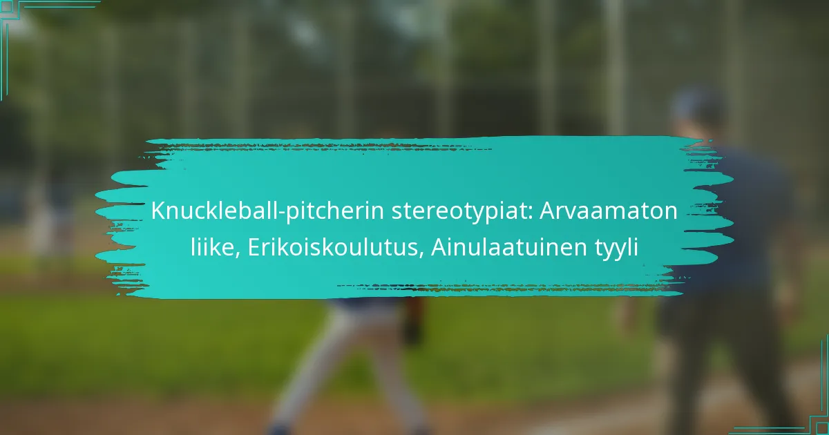 Knuckleball-pitcherin stereotypiat: Arvaamaton liike, Erikoiskoulutus, Ainulaatuinen tyyli