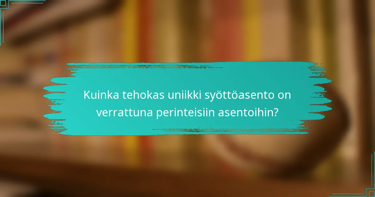 Kuinka tehokas uniikki syöttöasento on verrattuna perinteisiin asentoihin?