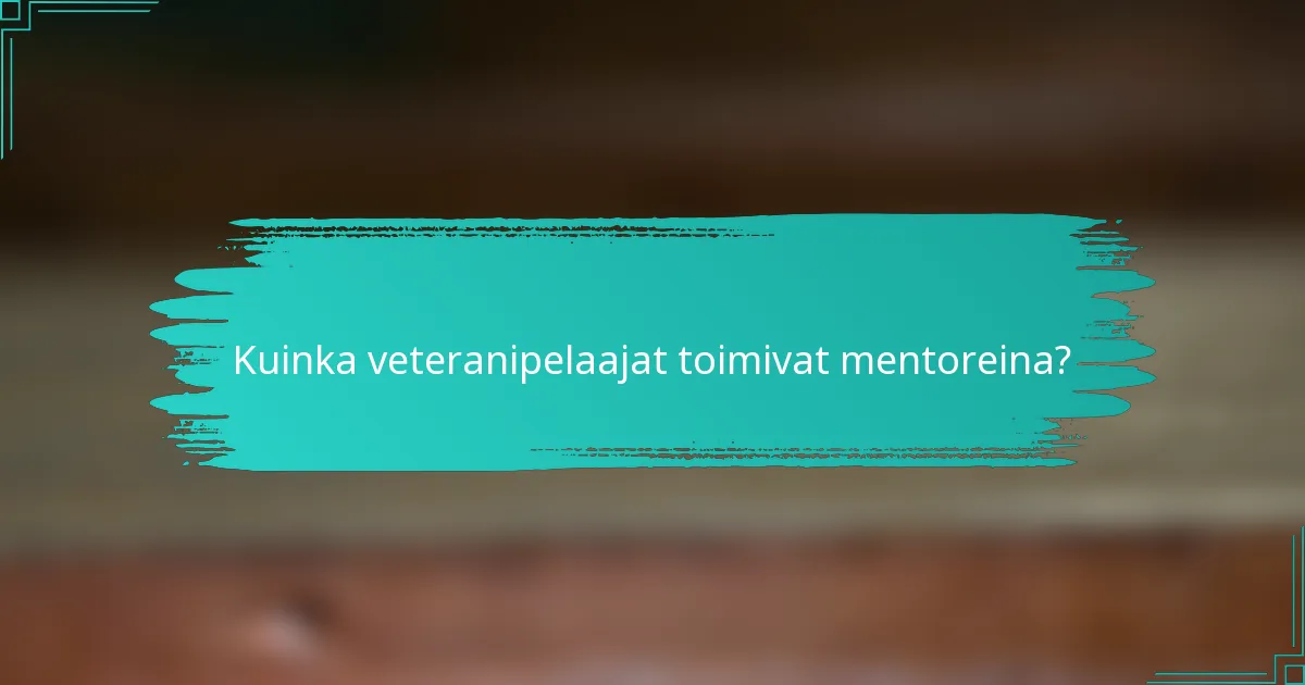 Kuinka veteranipelaajat toimivat mentoreina?