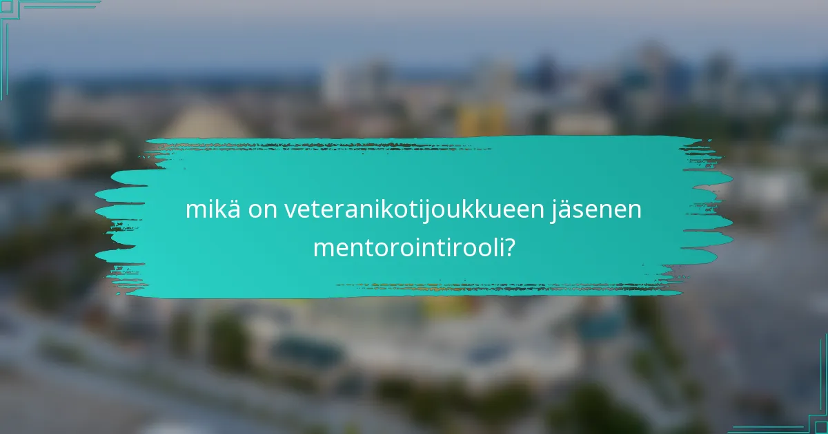 mikä on veteranikotijoukkueen jäsenen mentorointirooli?